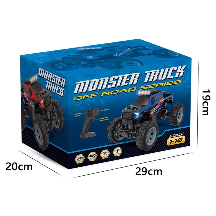 Q178 4WD Rock Climbing Off-Road Vehicle Cool Light Children Toy 2.4G Remote Control Car, 1 Battery - Blau