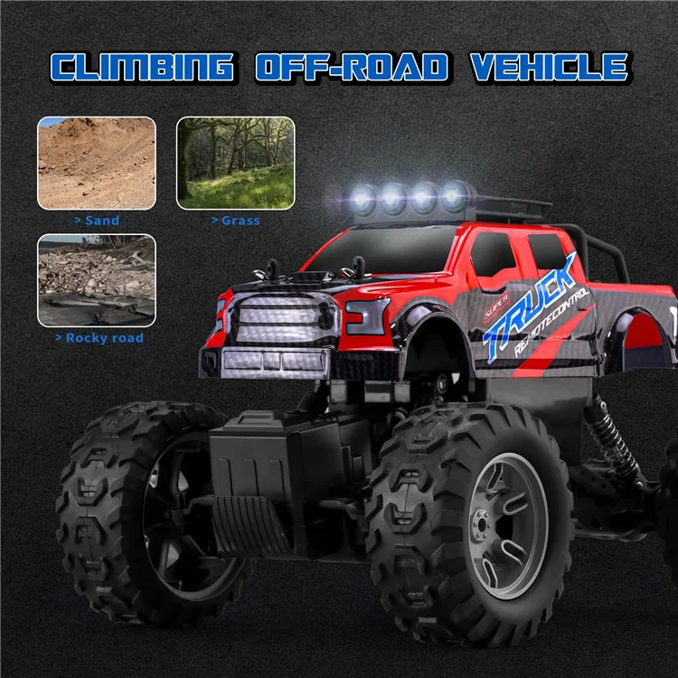 Q178 4WD Rock Climbing Off-Road Vehicle Cool Light Children Toy 2.4G Remote Control Car, 1 Battery - Blau