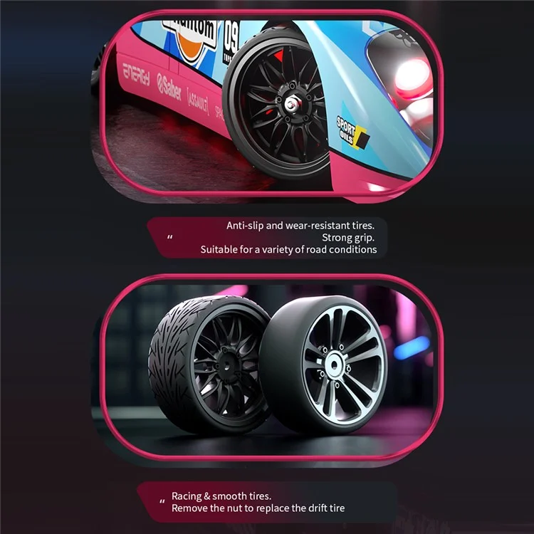 C8806 4WD Drift Racing Car Toy Brushless High-Speed 2.4G Wireless Remote Control Off-Road Car - Blue+Pink