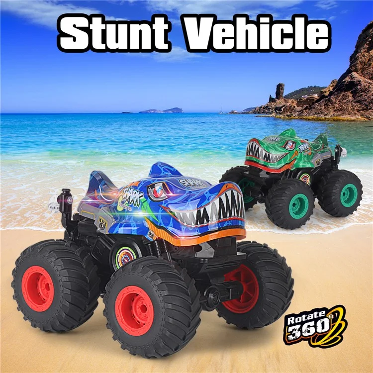KY-S202B 1 / 20 Fernbedienung Spielzeugauto Hai Head Design Stunt Auto Mit Licht Und Musik - Blau