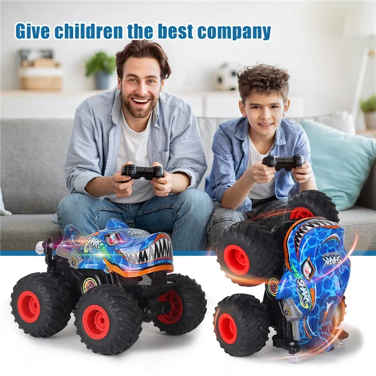 KY-S202B 1 / 20 Fernbedienung Spielzeugauto Hai Head Design Stunt Auto Mit Licht Und Musik - Blau