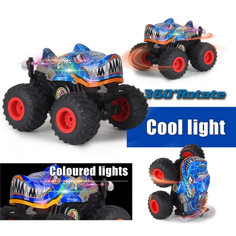KY-S202B 1 / 20 Fernbedienung Spielzeugauto Hai Head Design Stunt Auto Mit Licht Und Musik - Blau