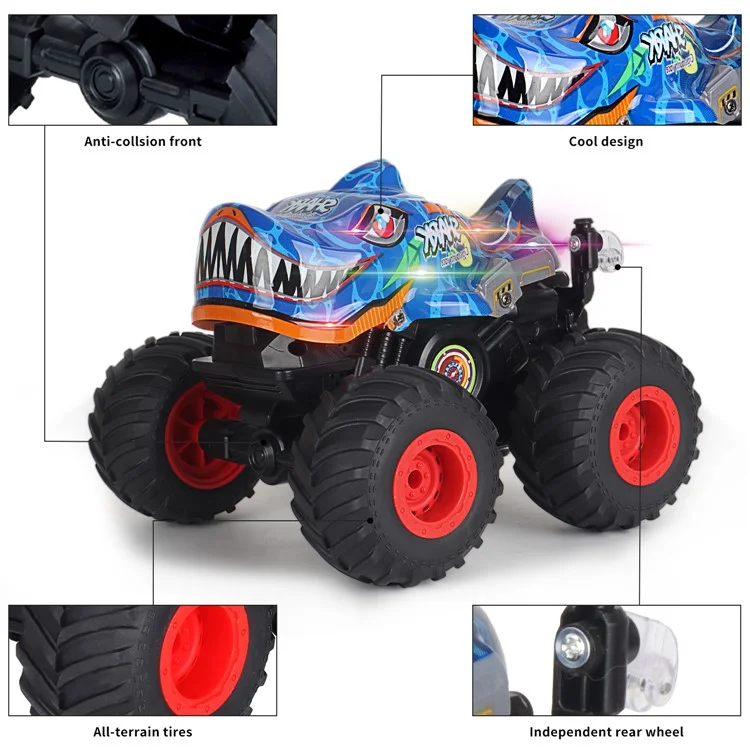 KY-S202B 1 / 20 Fernbedienung Spielzeugauto Hai Head Design Stunt Auto Mit Licht Und Musik - Blau