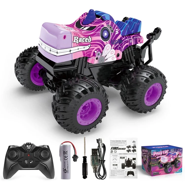KY-S208A 1 / 20 Fernbedienungssteuerauto Cartoon Kinder Stuntauto -spielzeug Mit Licht Und Musik - Lila