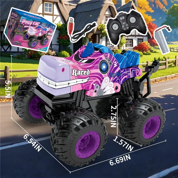 KY-S208A 1 / 20 Fernbedienungssteuerauto Cartoon Kinder Stuntauto -spielzeug Mit Licht Und Musik - Lila