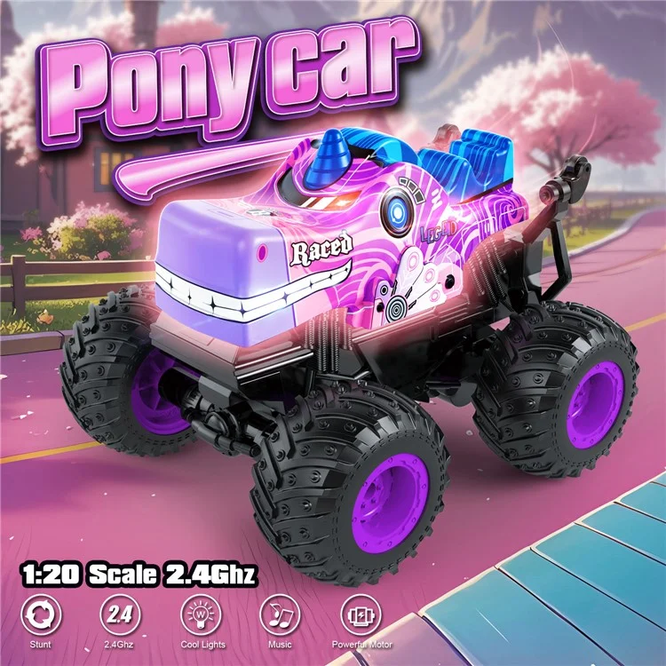 KY-S208A 1 / 20 Fernbedienungssteuerauto Cartoon Kinder Stuntauto -spielzeug Mit Licht Und Musik - Lila