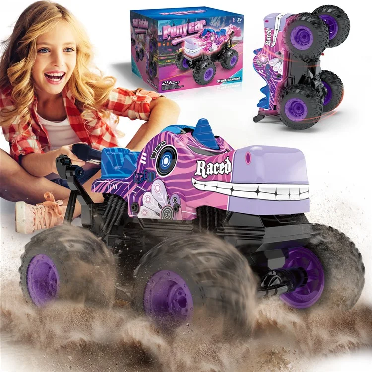 KY-S208A 1 / 20 Fernbedienungssteuerauto Cartoon Kinder Stuntauto -spielzeug Mit Licht Und Musik - Lila