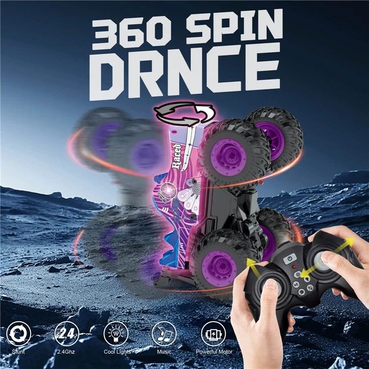 KY-S208A 1 / 20 Fernbedienungssteuerauto Cartoon Kinder Stuntauto -spielzeug Mit Licht Und Musik - Lila