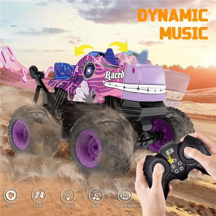 KY-S208A 1 / 20 Fernbedienungssteuerauto Cartoon Kinder Stuntauto -spielzeug Mit Licht Und Musik - Lila