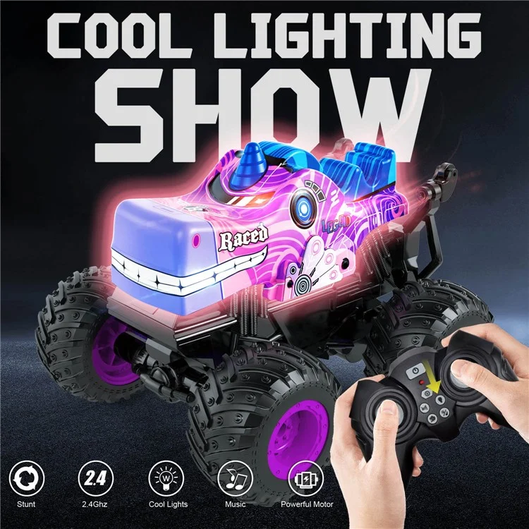 KY-S208A 1 / 20 Fernbedienungssteuerauto Cartoon Kinder Stuntauto -spielzeug Mit Licht Und Musik - Lila