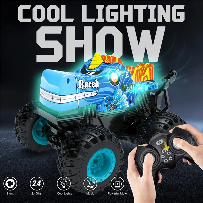 KY-S208A 1 / 20 Remote Control Car Cartoon Kids Stunt Car Toy with Light and Music - Blue