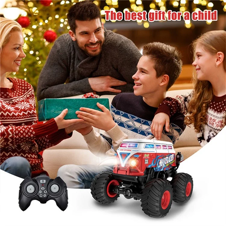 KY-S201B 1 / 20 Stunt School Bus Light Music Mist Spray Remote Control Toy Car - Red