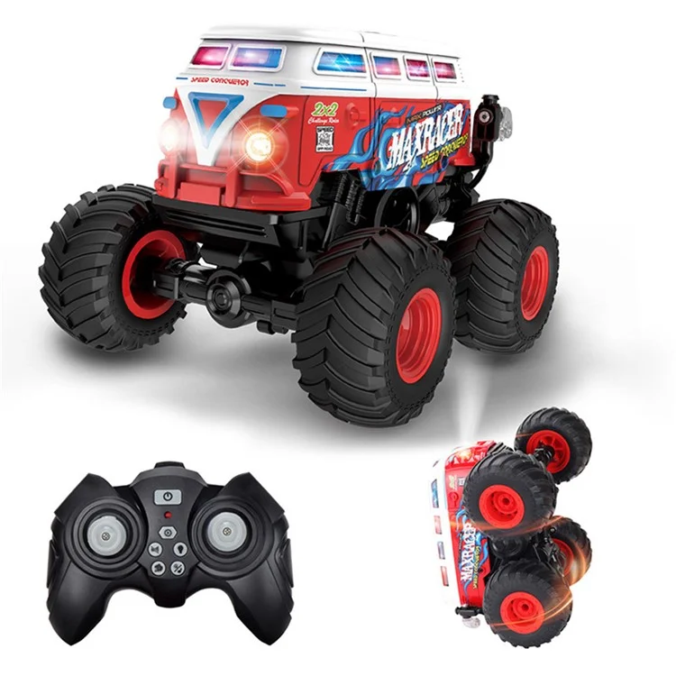 KY-S201B 1 / 20 Stunt School Bus Light Music Mist Spray Remote Control Toy Car - Red