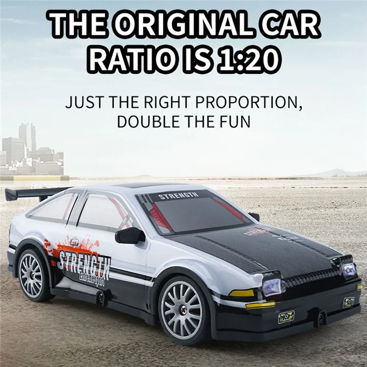 KY-S204 AE86 Style 1 / 20 4WD RC High Speed Drift Car with Light Remote Control Toy Car - White