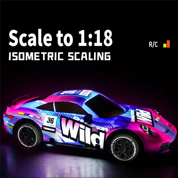UJ99-P381 1 / 18 2WD RC Racing Car Toy Cool Light Effect Remote Control Car - Rosa