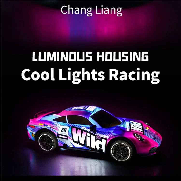 UJ99-P381 1 / 18 2WD RC Racing Car Toy Cool Light Effect Remote Control Car - Rosa