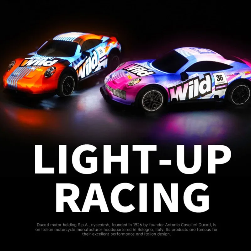 UJ99-P381 1 / 18 2WD RC Racing Car Toy Cool Light Effect Remote Control Car - Orange Red