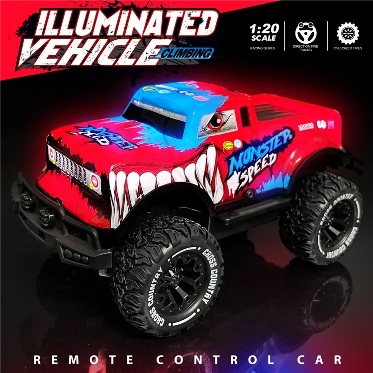 UJ99-Y201 1 / 20 2WD RC Car Non-Slip Wheels Cool Light Remote Control Car Toy - Red