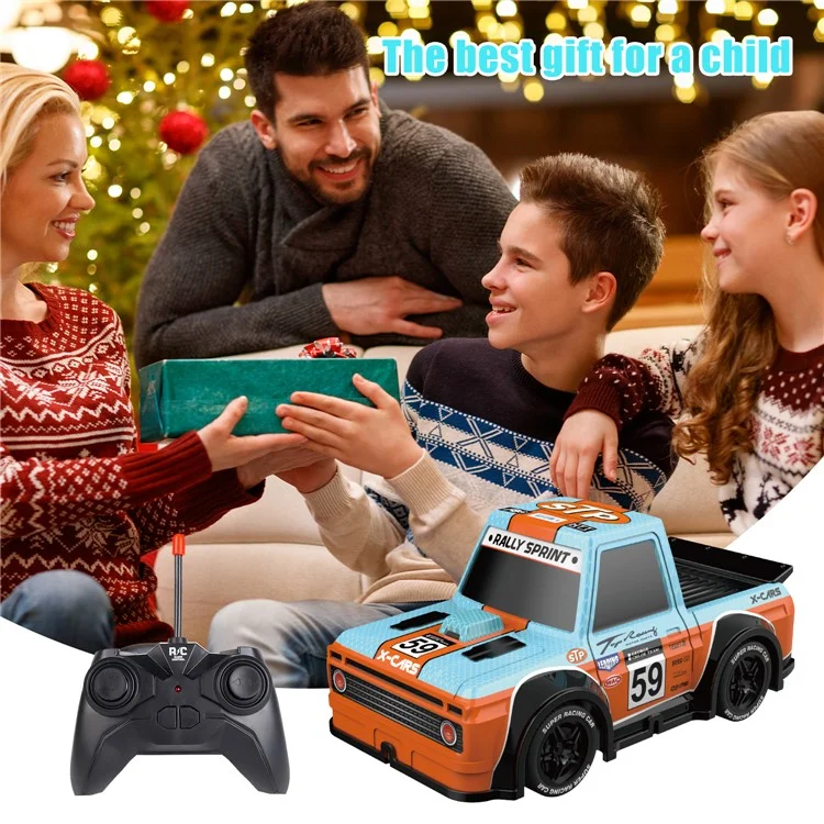 Q243 1 / 24 2WD RC Racing Car Children Remote Control Auto Con Luce Fresca - Blu