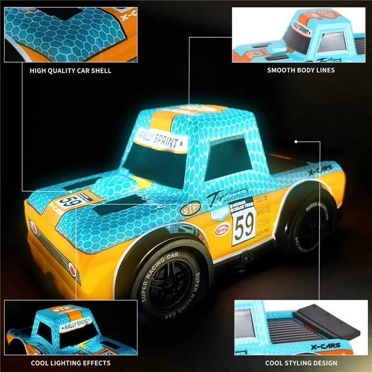 Q243 1 / 24 2WD RC Racing Car Children Remote Control Auto Con Luce Fresca - Blu