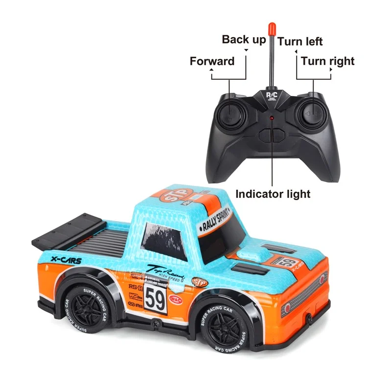 Q243 1 / 24 2WD RC Racing Car Children Remote Control Auto Con Luce Fresca - Blu