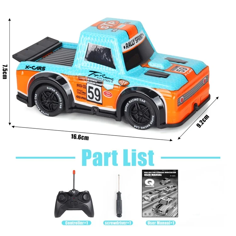 Q243 1 / 24 2WD RC Racing Car Children Remote Control Auto Con Luce Fresca - Blu