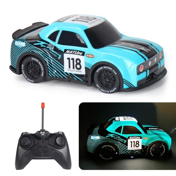 Q242 1 / 24 2WD RC Racing Car Cool Light Remote Control Auto Gioche - Ciano
