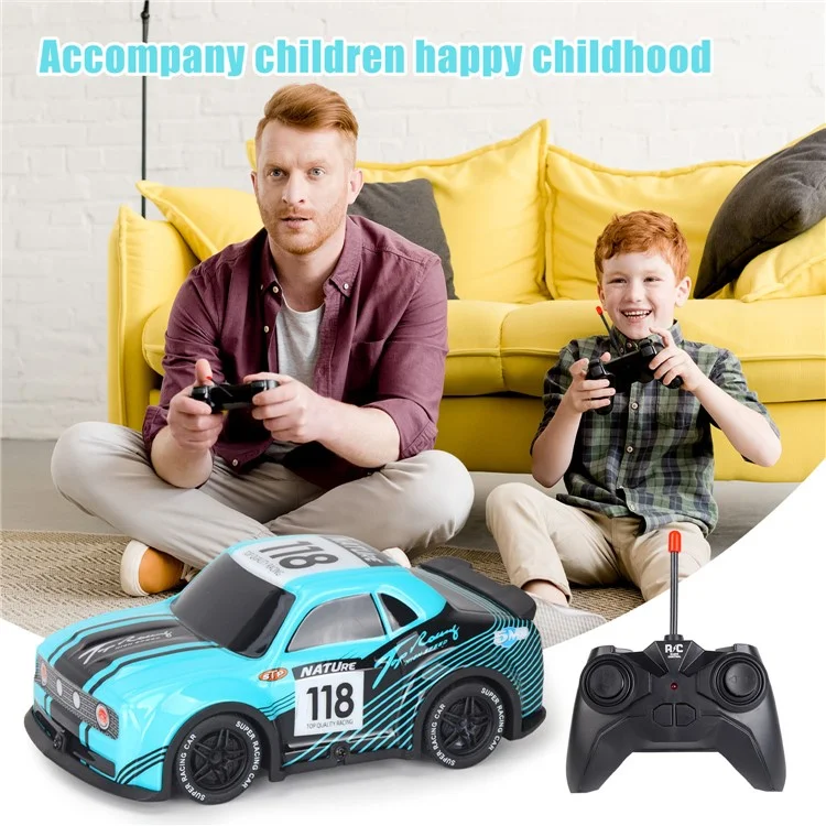 Q242 1 / 24 2WD RC Racing Car Cool Light Remote Control Auto Gioche - Ciano