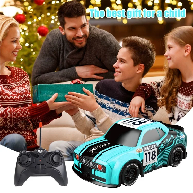 Q242 1 / 24 2WD RC Racing Car Cool Light Remote Control Auto Gioche - Ciano