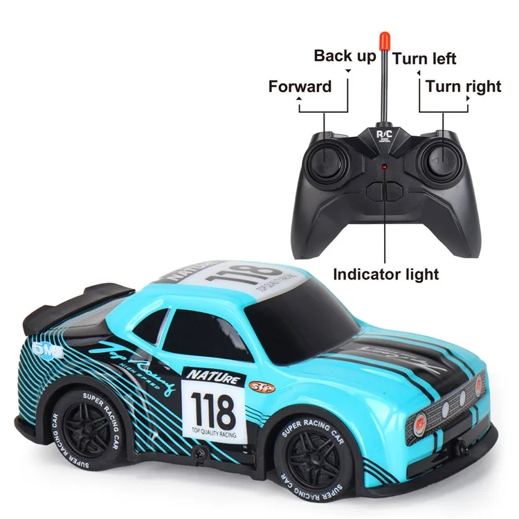 Q242 1 / 24 2WD RC Racing Car Cool Light Remote Control Auto Gioche - Ciano