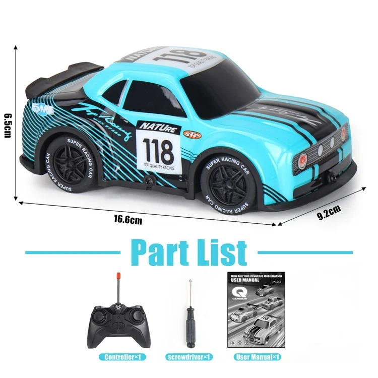 Q242 1 / 24 2WD RC Racing Car Cool Light Remote Control Auto Gioche - Ciano