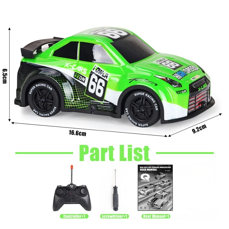Q240 1 / 24 2WD Remote Control Racing Auto Per Bambini Toy rc Auto Con Luce Fresca - Verde