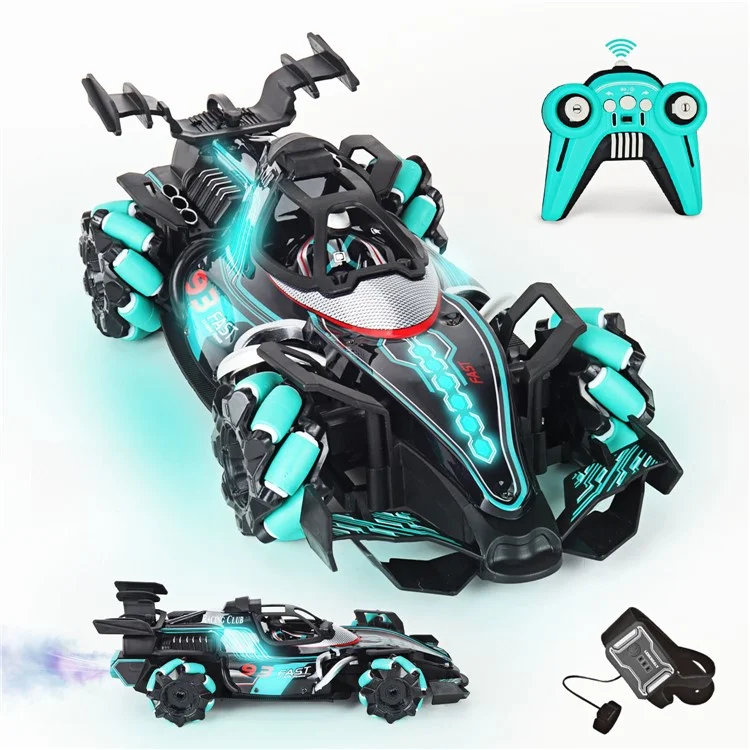 HD3377 1 / 14 RC Racing Car Toy Light Music Mist Spray Télécommande Voiture, Télécommande + Contrôleur de Détection de Geste - Vert