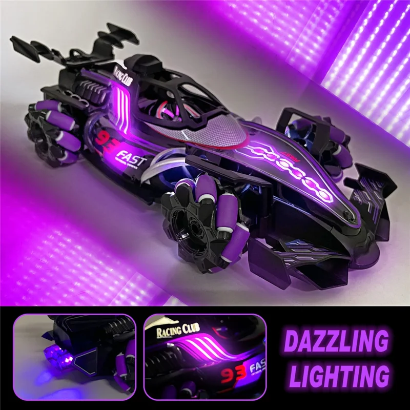 HD3377 1 / 14 RC Racing Car Toy Light Music Mist Spray Remote Control Car, Single Remote Controller - Purple