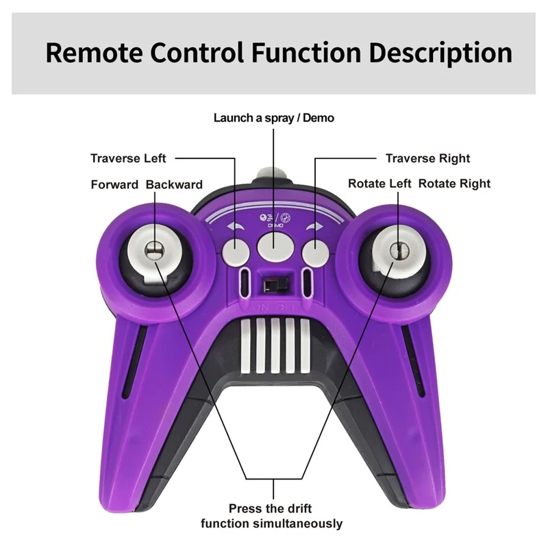 HD3377 1 / 14 RC Racing Car Toy Light Music Mist Spray Remote Control Car, Single Remote Controller - Purple