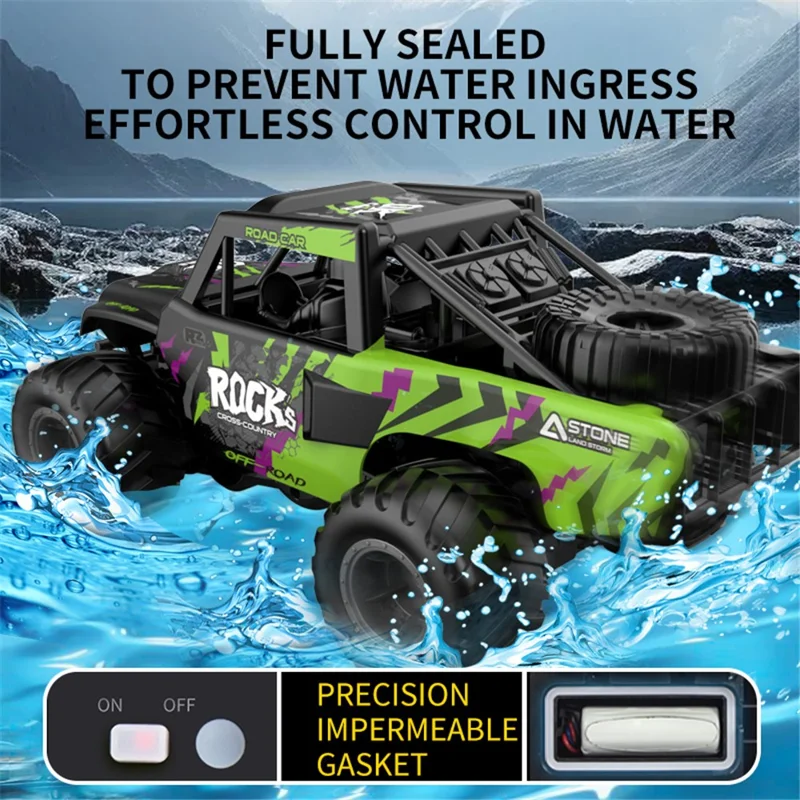 Q191 Off-Road Climbing Vehicle Amphibious Remote Control Car Kids Toy, 2 Batteries - Blue