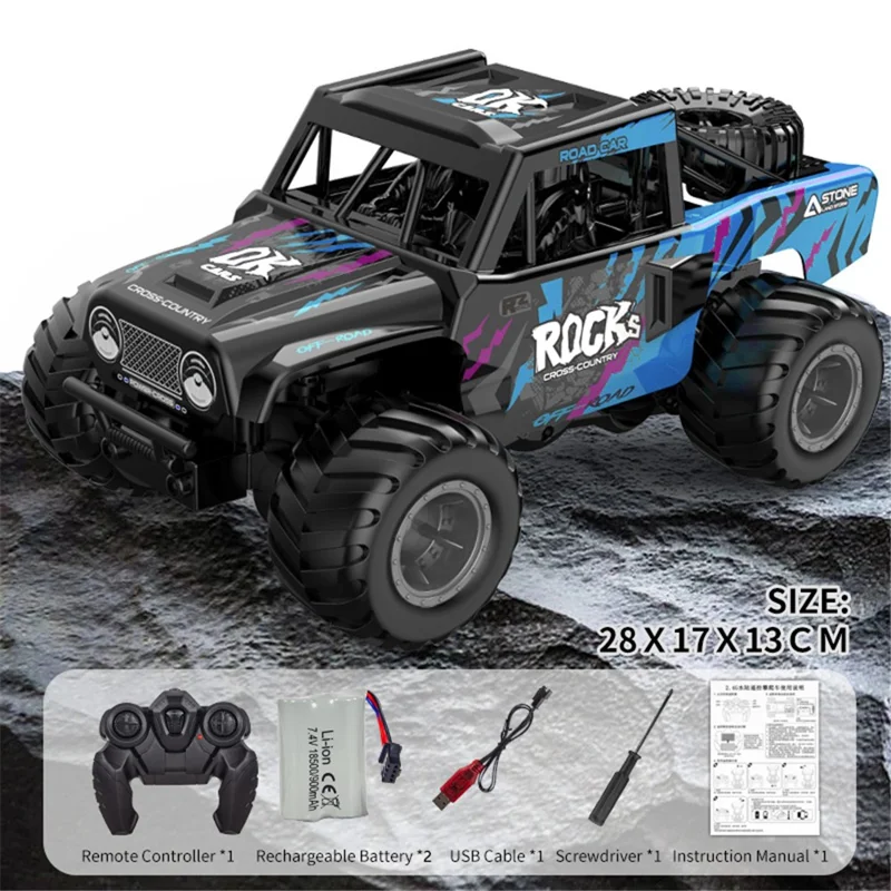 Q191 Off-Road Climbing Vehicle Amphibious Remote Control Car Kids Toy, 2 Batteries - Blue