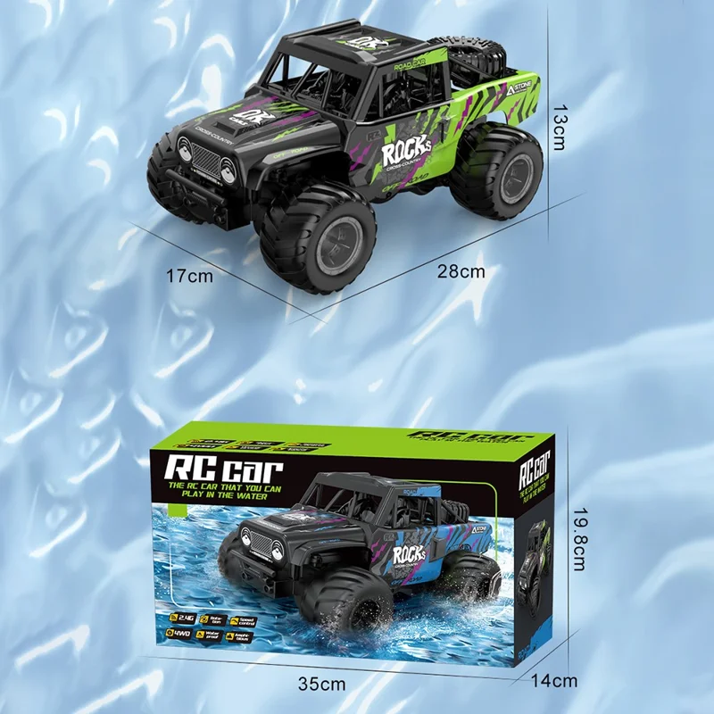 Q191 Off-Road Climbing Vehicle Amphibious Remote Control Car Kids Toy, 2 Batteries - Blue