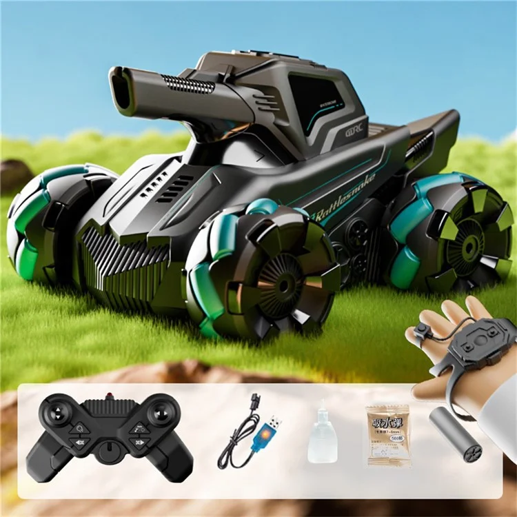 4DRC 4D-Y8 RC Tank Car 4WD Off-Road Water Bullet Shooter Dual Remote Control Dual Battery - Blue
