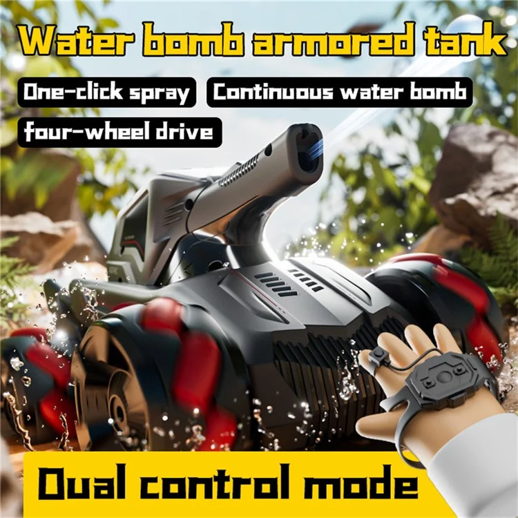 4DRC 4D-Y8 RC Tank Car 4WD Off-Road Water Bullet Shooter Dual Remote Control Dual Battery - Blue