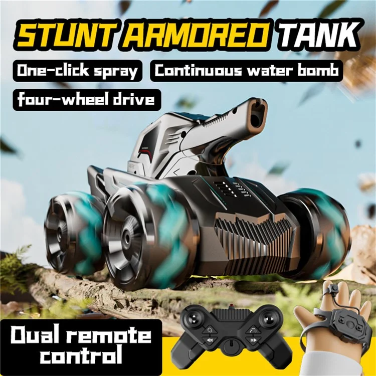 4DRC 4D-Y8 RC Tank Car 4WD Off-Road Water Bullet Shooter Dual Remote Control Dual Battery - Blue