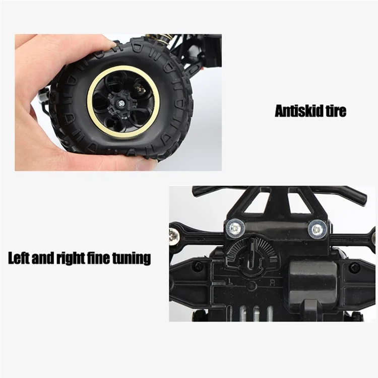 6026 Large Scale RC Car Off Road Drift Vehicle Shock Absorbing 4WD Climbing Truck with LED Light - Black