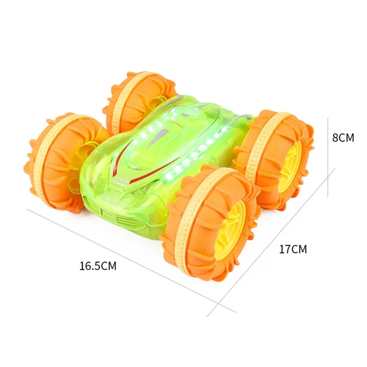 JC014 2.4G Remote Control Stunt Car Amphibious Vehicle with 7 Color LED Lights (CE / CPC / EN71 / ASTM / CPSIA Certified) - Transparent Green