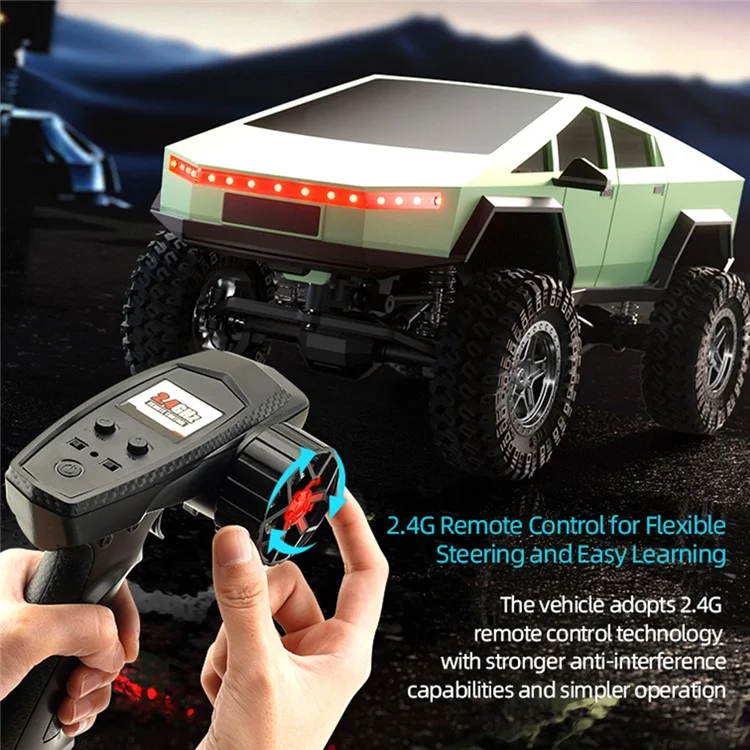 Camión teledirigido todoterreno C8818 a escala 1/18 con simulación de Cybertruck, 4x4, color gris con 1 batería