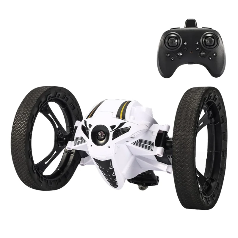 Q207 2.4G Remote Control Stunt Car Jumping RC Vehicle Electric Toy for Kids with Rechargeable Battery - A  /  White