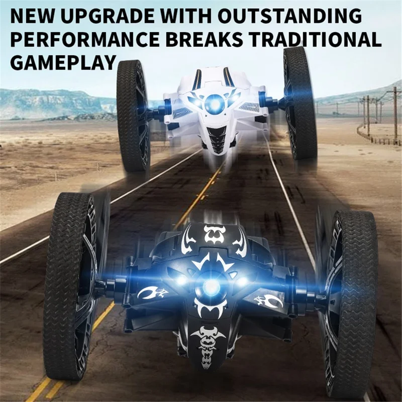 Q207 2.4G Remote Control Stunt Car Jumping RC Vehicle Electric Toy for Kids with Rechargeable Battery - A  /  White