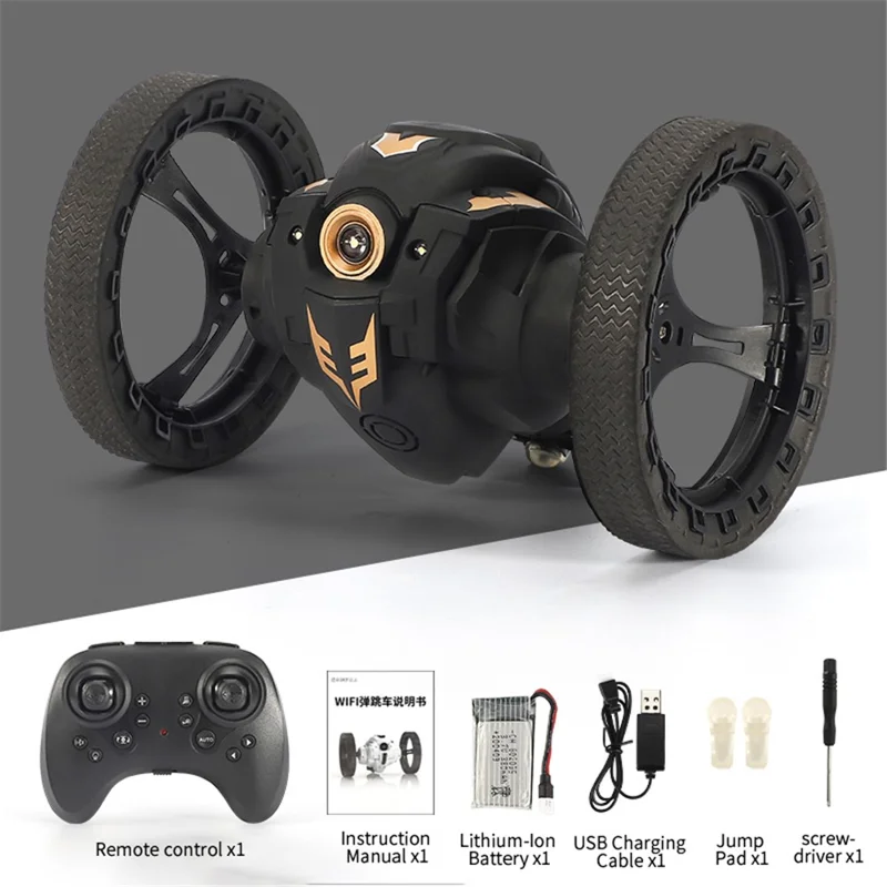 Q207 2.4G Remote Control Stunt Car Jumping RC Vehicle Electric Toy for Kids with Rechargeable Battery - B  /  Black