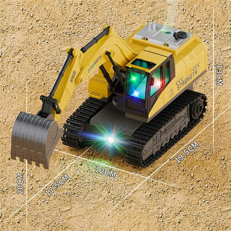 Y1803 1:20 Scale Alloy Excavator RC Construction Vehicle with Spray Mist Light Music Remote Control Toy Car - Yellow