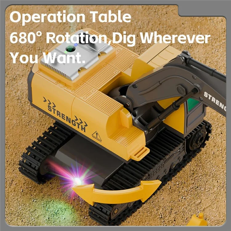 Y1803 1:20 Scale Alloy Excavator RC Construction Vehicle with Spray Mist Light Music Remote Control Toy Car - Yellow