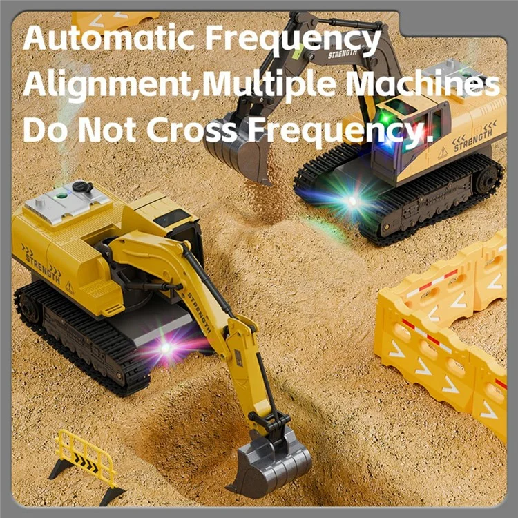 Y1803 1:20 Scale Alloy Excavator RC Construction Vehicle with Spray Mist Light Music Remote Control Toy Car - Yellow